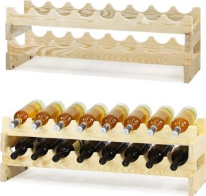 Regał na wino drewniany modułowy RW10 08x02 Naturalny do 16 butelek 1