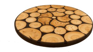 Blat żywiczny z plastra drewna PDOB_071707_Z00 Żywica epoksydowa 58 cm x 58 cm x 3 cm | Szlifowany, Lakierowany spód (matowy) 1