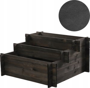 Drewniana grządka kaskadowa ZP04 / 78x75 cm/ Czarna Drewno Sosnowe 5