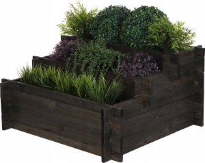 Drewniana grządka kaskadowa ZP04 / 78x75 cm/ Czarna Drewno Sosnowe 9