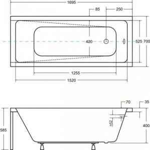BESCO Wanna 170x70 Modern + Syfon złoty 3
