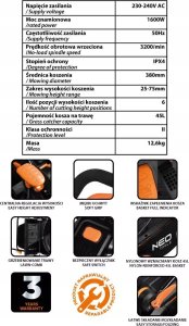 Kosiarka elektryczna Neo Tools 04-628 3