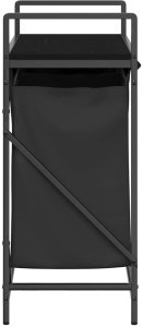 Kosz na pranie vidaXL Kosz na pranie 2 przegrody z półką, czarny dąb 7