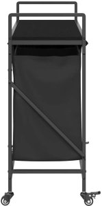 Kosz na pranie vidaXL Kosz na pranie 3 przegrody z kółkami, czarny dąb 7