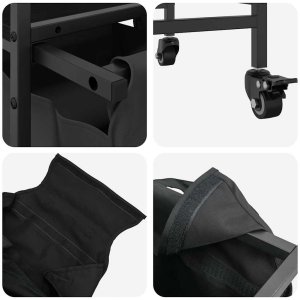 Kosz na pranie vidaXL Kosz na pranie 3 przegrody z kółkami, czarny dąb 10