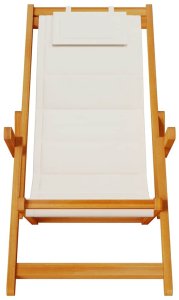 vidaXL Składany fotel plażowy z podłokietnikami, akacjowe i tekstylne 5