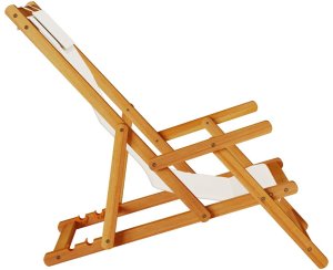 vidaXL Składany fotel plażowy z podłokietnikami, akacjowe i tekstylne 6