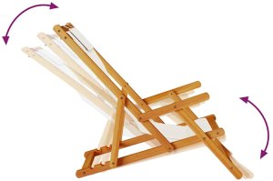 vidaXL Składany fotel plażowy z podłokietnikami, akacjowe i tekstylne 8