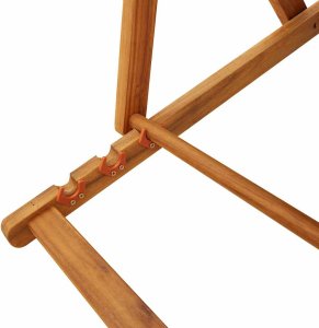 vidaXL Składany fotel plażowy z podłokietnikami, akacjowe i tekstylne 10