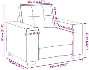vidaXL Sofa Fotel Ciemnoszary 60 cm Aksamit 9