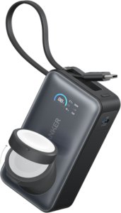 ANKER MagGo PowerBank 10.000mAh 35W fuer iPhone und Apple Watch inkl. 30W USB-C Kabel und zertifizierten 5W Watch Lademodul schwarz 1