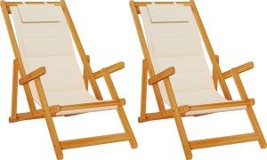 vidaXL Krzesła plażowe Zestaw 2 Kremowy Textilene 61.5 x 110 x 97 cm 2
