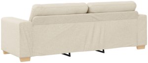 vidaXL Sofy Beżowa Materiał Duża Wygodne Sofa 3-osobowa Prostokątna 2
