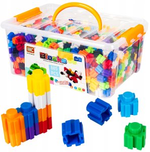 Klocki Konstrukcyjne Przestrzenne W Kuferku 885 El. Kostki Edukacyjne 3D 1