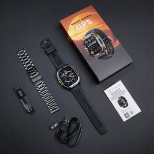 SMARTWATCH MĘSKI GPS PŁYWANIE WODOODPORNY SEN ROZMOWY SMART WATCH + 2 PASKI 7