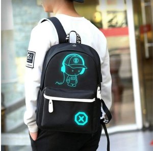 Plecak szkolny młodzieżowy music odblaskowy usb wielokomorowy świecący 11