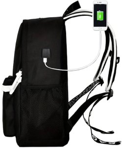 Plecak szkolny młodzieżowy music odblaskowy usb wielokomorowy świecący 3