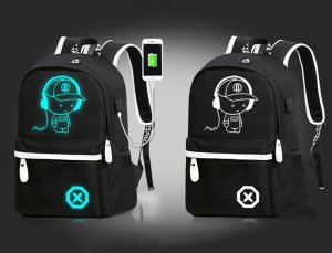 Plecak szkolny młodzieżowy music odblaskowy usb wielokomorowy świecący 4