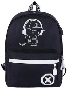 Plecak szkolny młodzieżowy music odblaskowy usb wielokomorowy świecący 5