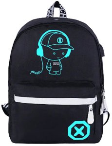 Plecak szkolny młodzieżowy music odblaskowy usb wielokomorowy świecący 6