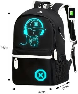 Plecak szkolny młodzieżowy music odblaskowy usb wielokomorowy świecący 7