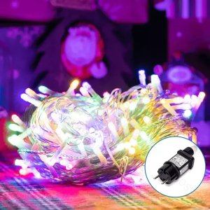 Sznur 10mb 100 led Ip44 kolorowych lampek choinkowych led z zasilaczem 1