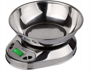 Elektroniczna waga kuchenna z misą 5kg/1g cyfrowa precyzyjna metalowa 11