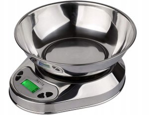 Elektroniczna waga kuchenna z misą 5kg/1g cyfrowa precyzyjna metalowa 2