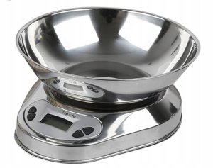 Elektroniczna waga kuchenna z misą 5kg/1g cyfrowa precyzyjna metalowa 6
