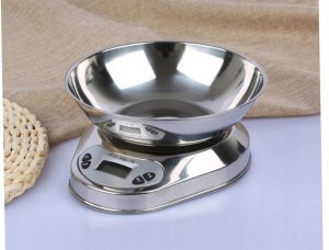 Elektroniczna waga kuchenna z misą 5kg/1g cyfrowa precyzyjna metalowa 8