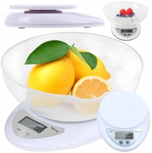 Waga kuchenna elektroniczna cyfrowa z misą miska 5kg lcd dokładna miarka 1