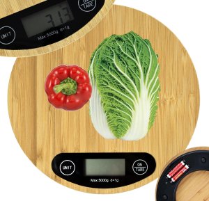 Waga kuchenna bambusowa elektroniczna lcd domowa płaska dotykowa do 5kg 1