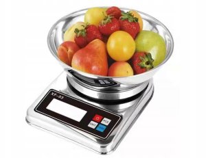 Elektroniczna waga kuchenna z misą 5kg/1g cyfrowa precyzyjna metalowa 2