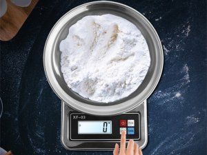 Elektroniczna waga kuchenna z misą 5kg/1g cyfrowa precyzyjna metalowa 4