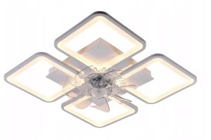 Lampa Sufitowa Kwadratowa z Wiatrakiem do Sypialni Żyrandol LED z Pilotem 1