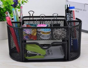 Przybornik organizer na biurko 8 komór szufladka szafka półki biurowy metal 10