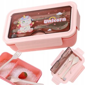 Lunchbox śniadaniówka pojemnik na śniadanie do szkoły przegródki sztućce 1