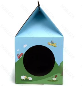 Kartonowy drapak w formie domku do zabawy drapania i spania 30x30x52cm 1