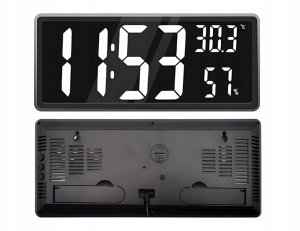 Zegar budzik elektroniczny cyfrowy led stojący wiszący temperatura wilgoć 6