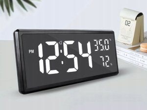 Zegar budzik elektroniczny cyfrowy led stojący wiszący temperatura wilgoć 7