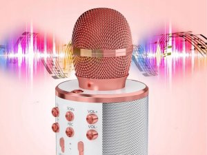 Mikrofon Verk Mikrofon bezprzewodowy bluetooth głośnik karaoke okrągły z etui różne tryby 4