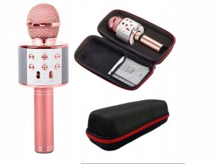 Mikrofon Verk Mikrofon bezprzewodowy bluetooth głośnik karaoke okrągły z etui różne tryby 8