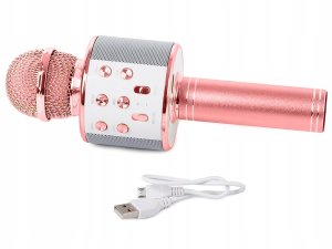 Mikrofon Verk Mikrofon bezprzewodowy bluetooth głośnik karaoke okrągły z etui różne tryby 9