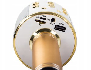 Mikrofon bezprzewodowy bluetooth głośnik karaoke okrągły z etui różne tryby 3