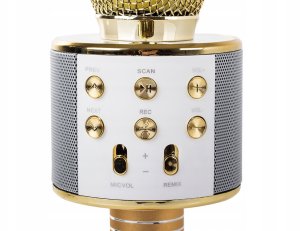 Mikrofon bezprzewodowy bluetooth głośnik karaoke okrągły z etui różne tryby 5