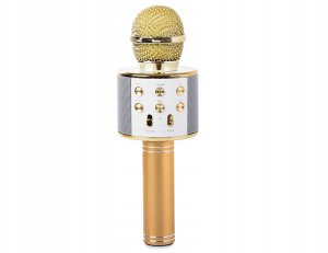 Mikrofon bezprzewodowy bluetooth głośnik karaoke okrągły z etui różne tryby 9