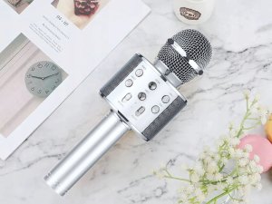 Mikrofon Verk Mikrofon bezprzewodowy bluetooth głośnik karaoke okrągły z etui różne tryby 4