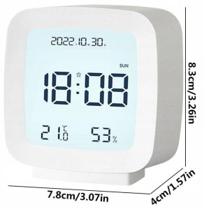 Verk Zegar budzik z datą i temperaturą z funkcją drzemki lcd wilgoć w powietrzu 11