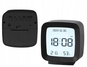 Verk Zegar budzik z datą i temperaturą z funkcją drzemki lcd wilgoć w powietrzu 3