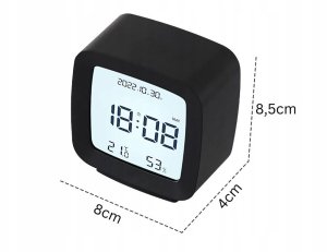 Verk Zegar budzik z datą i temperaturą z funkcją drzemki lcd wilgoć w powietrzu 5